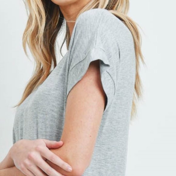 Side Slit T-Shirt Maxi Dress Gray - Picture 8 of 9